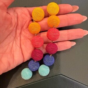 Rebecca de Ravenel rainbow les bonbons dangle clip on earrings